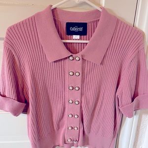 Collectif Sweater with Pearl Buttons